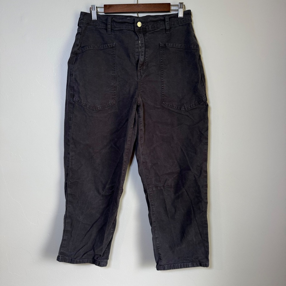 Evereve Patch Pocket Utility High Rise Cropped Pants Size 30 Charcoal Gray